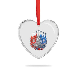 Dad USA 250th Anniversary Heart Crystal Glass Ornament Jet Fighter American Flag Father's Day 4th of July TS11 Print Your Wear
