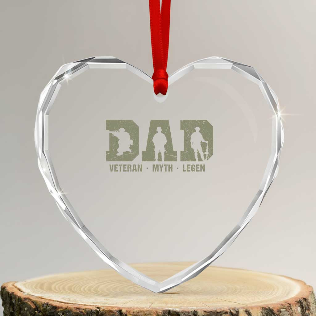 Dad Veteran Myth Legend Dad Military Father Gift Heart Crystal Glass Ornament TS14 Transparent Glass 3'' Heart Print Your Wear