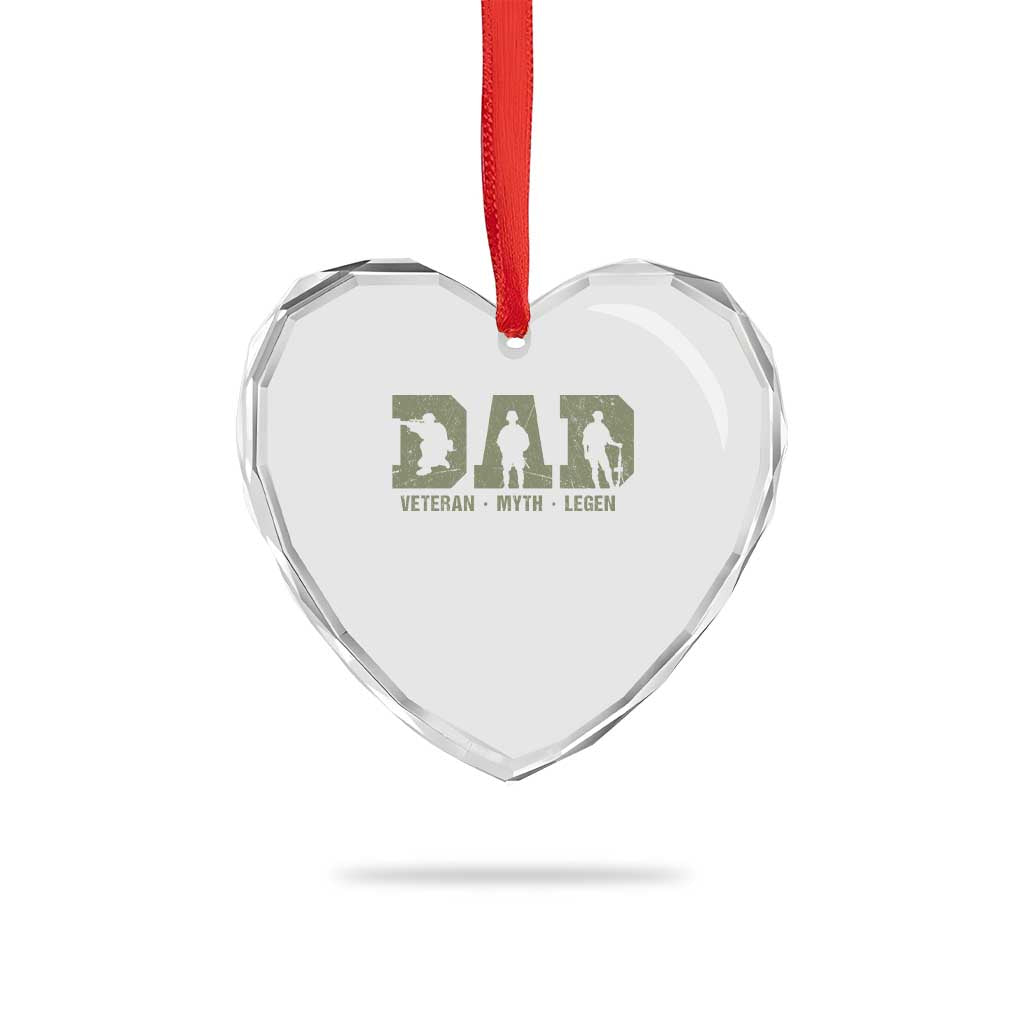Dad Veteran Myth Legend Dad Military Father Gift Heart Crystal Glass Ornament TS14 Print Your Wear