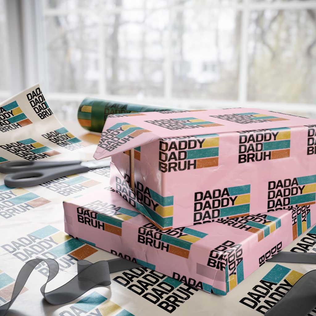 Dada Daddy Dad Bruh Wrapping Paper Roll Funny Fathers Day Bruh TS10 Light Pink Print Your Wear