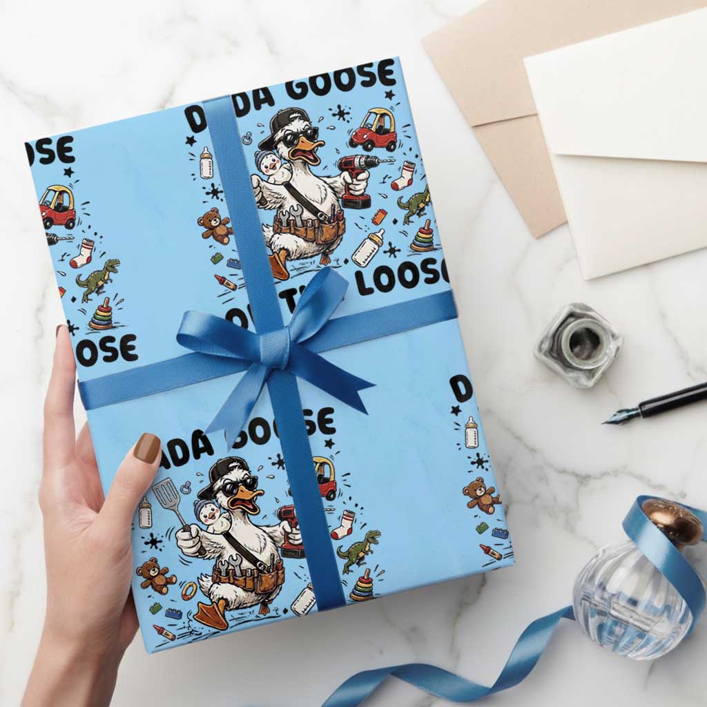 Dada Goose On The Loose Wrapping Paper Roll Funny Fatherhood Humor Gift TS12 Light Blue Print Your Wear