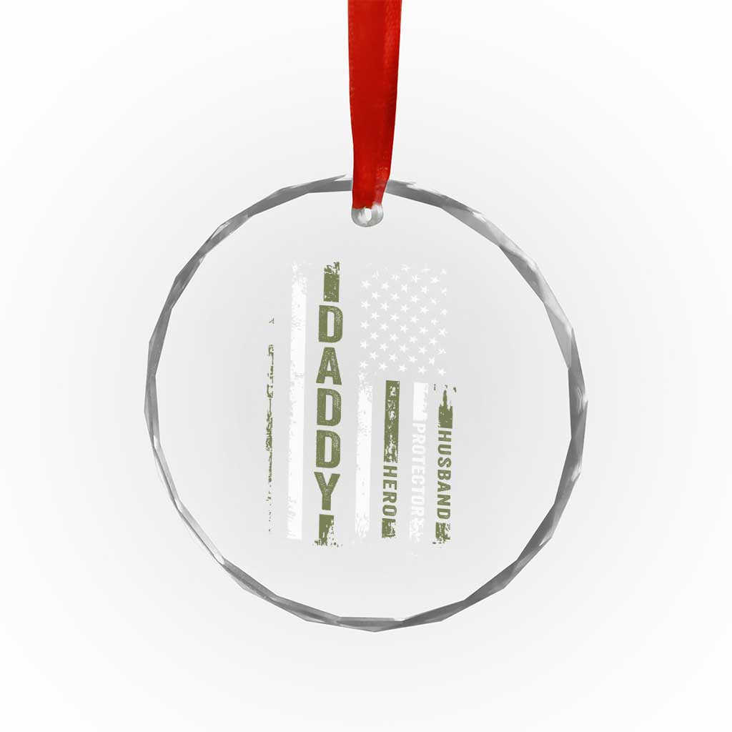 Daddy Husband Protector Hero Crystal Glass Ornament Fathers Day Vintage American Flag TS10 Print Your Wear