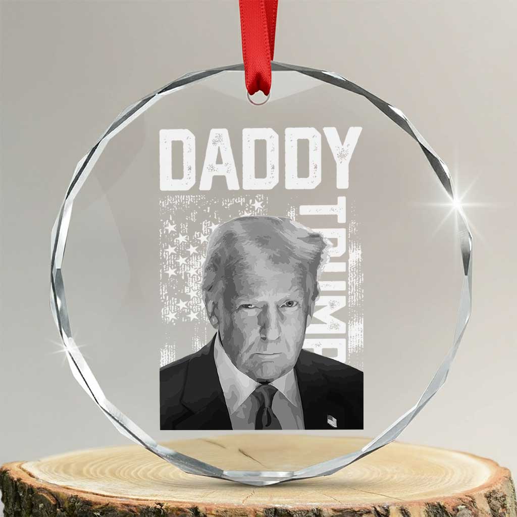 Daddy Trump Crystal Glass Ornament Patriotic American Flag TS02 Transparent Glass 3'' Circle Print Your Wear