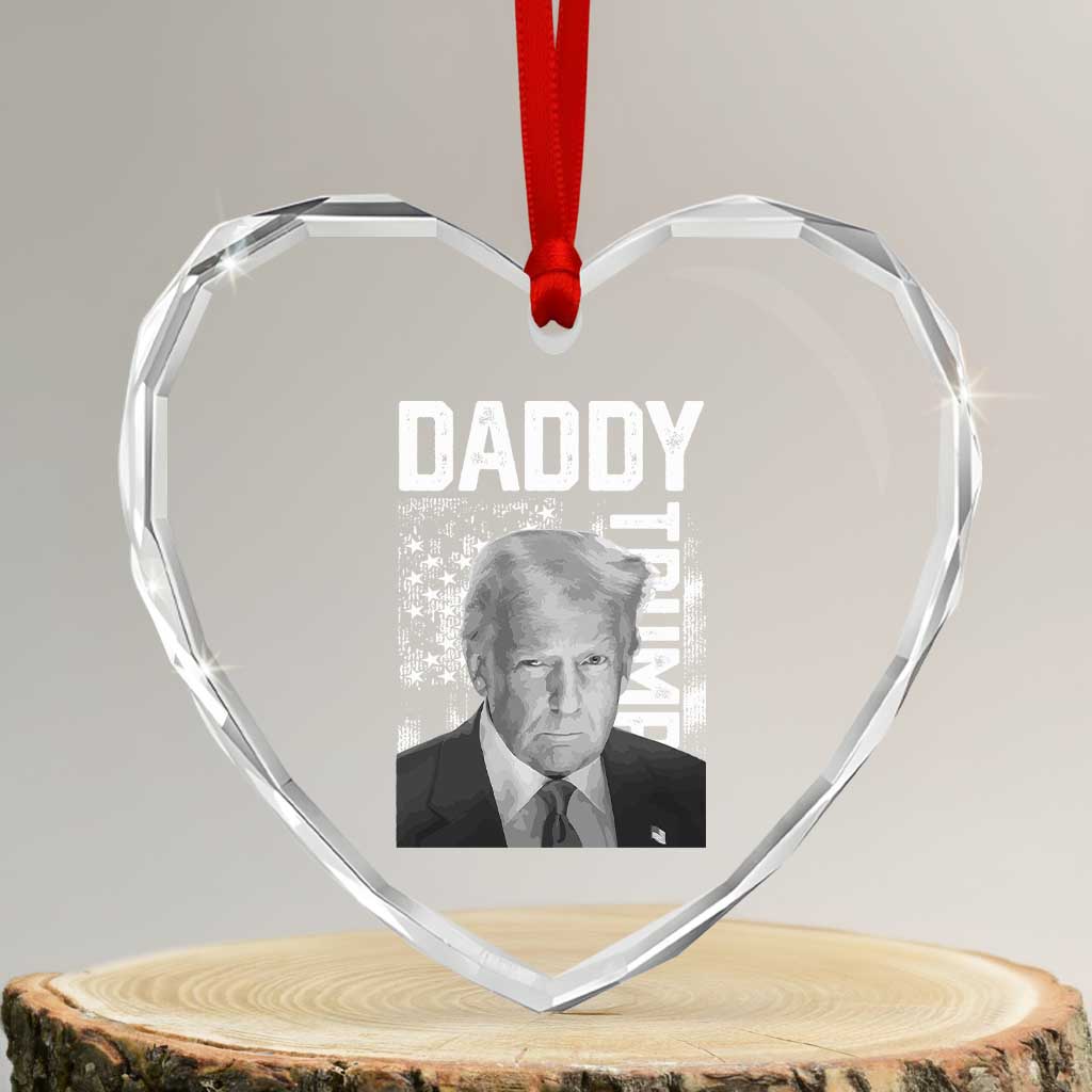 Daddy Trump Heart Crystal Glass Ornament Patriotic American Flag TS02 Transparent Glass 3'' Heart Print Your Wear