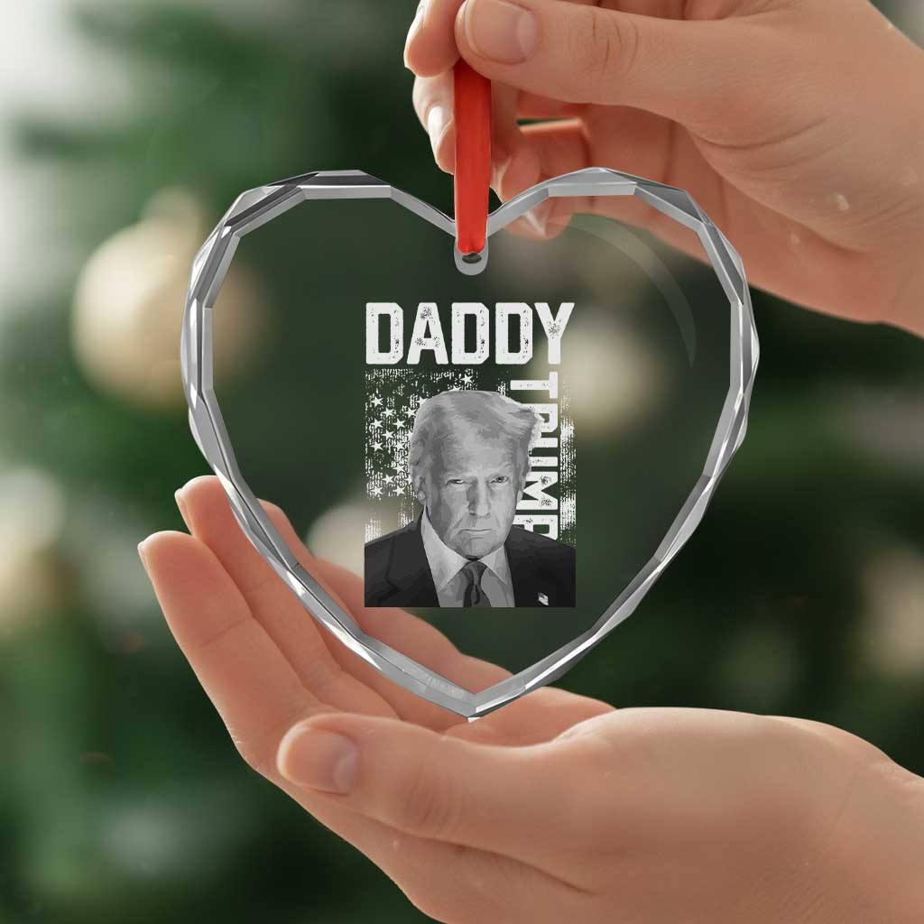 Daddy Trump Heart Crystal Glass Ornament Patriotic American Flag TS02 Print Your Wear