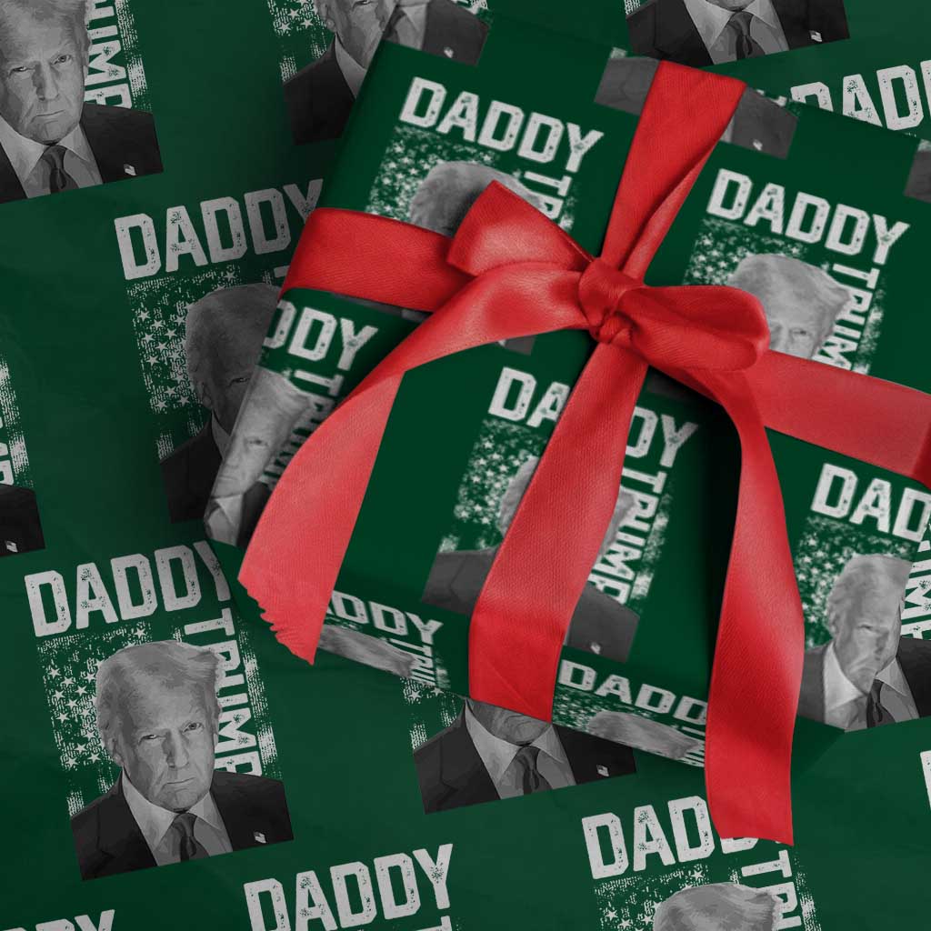 Daddy Trump Wrapping Paper Roll Patriotic American Flag TS02 Green Print Your Wear