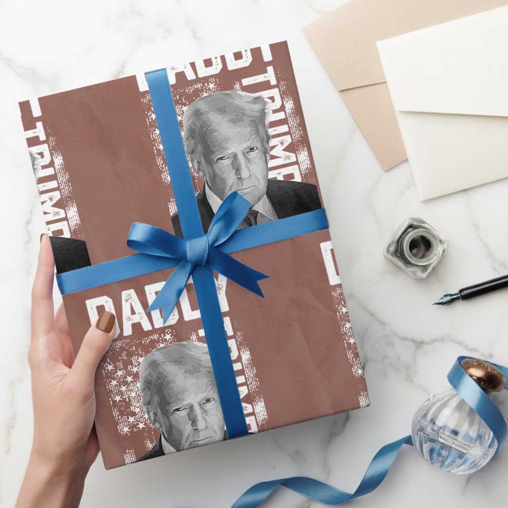 Daddy Trump Wrapping Paper Roll Patriotic American Flag TS02 Mocha Print Your Wear