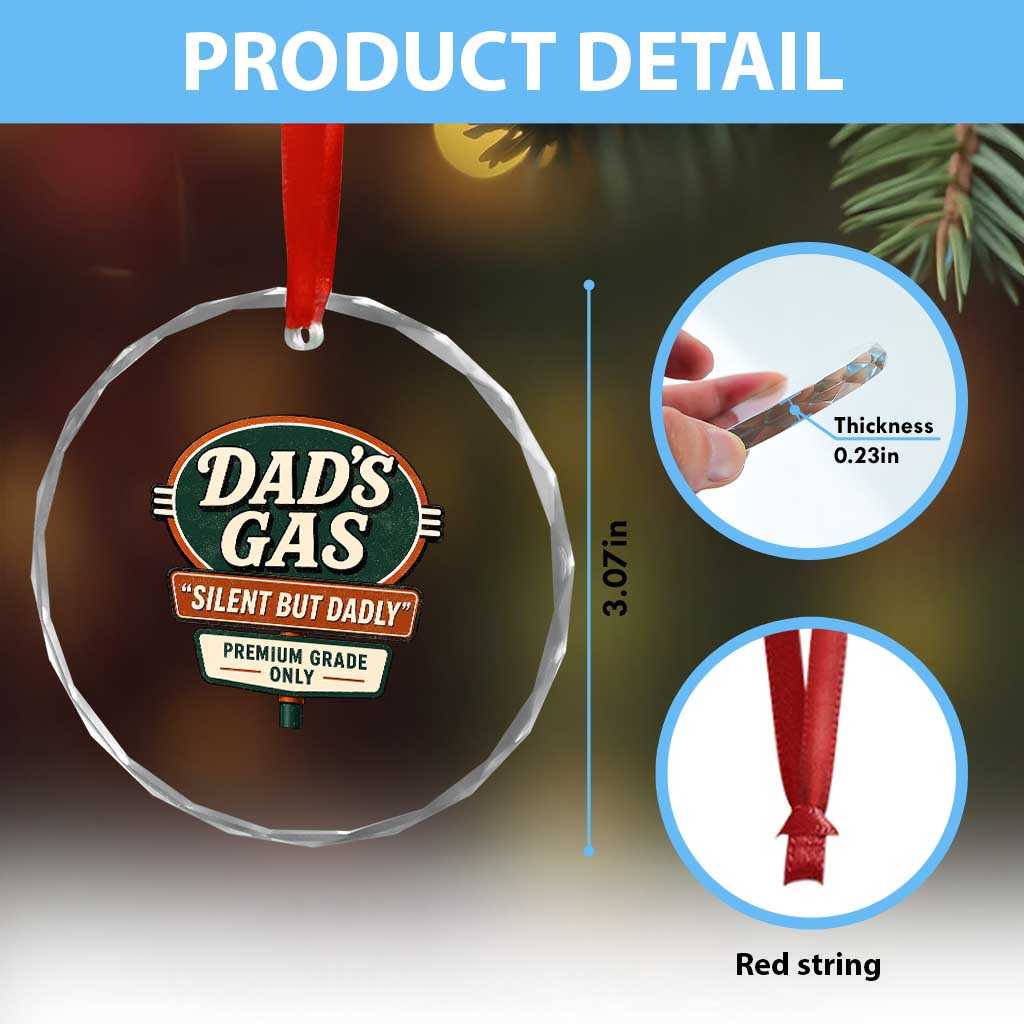 Dads Gas Silent But Dadly Crystal Glass Ornament Funny Fart Dad Farting Father's Day TS11 Print Your Wear