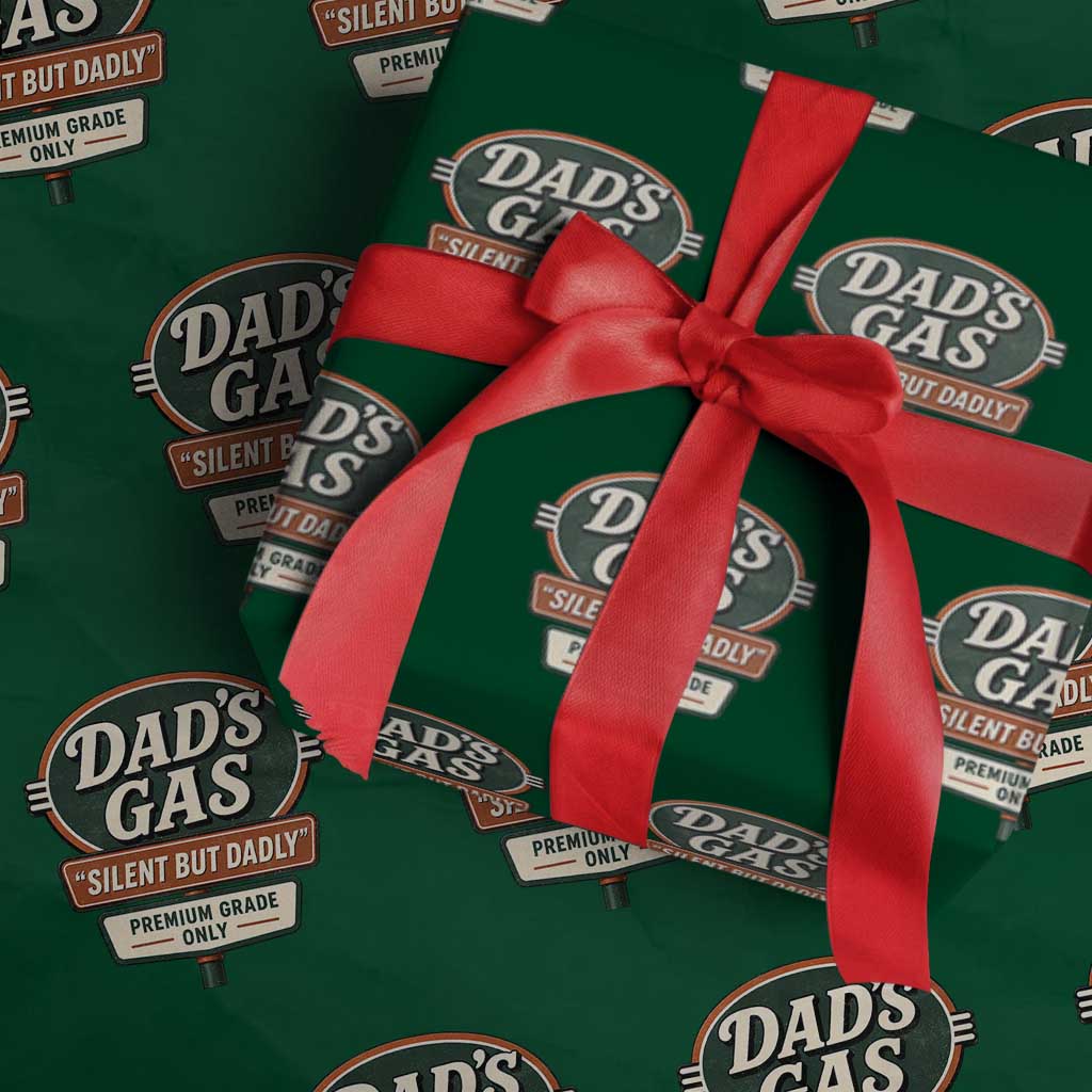Dads Gas Silent But Dadly Wrapping Paper Roll Funny Fart Dad Farting Father's Day TS11 Green Print Your Wear