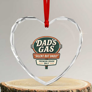 Dads Gas Silent But Dadly Heart Crystal Glass Ornament Funny Fart Dad Farting Father's Day TS11 Transparent Glass 3'' Heart Print Your Wear