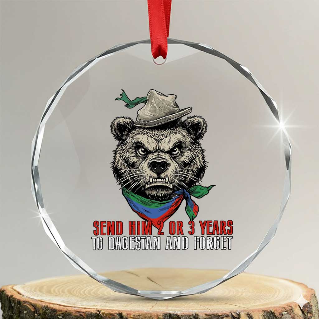 Dagestan Bear MMA Fighter Discipline Crystal Glass Ornament Send Him 2 3 Years and Forget TS02 Transparent Glass 3'' Circle Print Your Wear