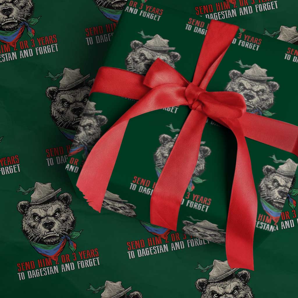 Dagestan Bear MMA Fighter Discipline Wrapping Paper Roll Send Him 2 3 Years and Forget TS02 Green Print Your Wear