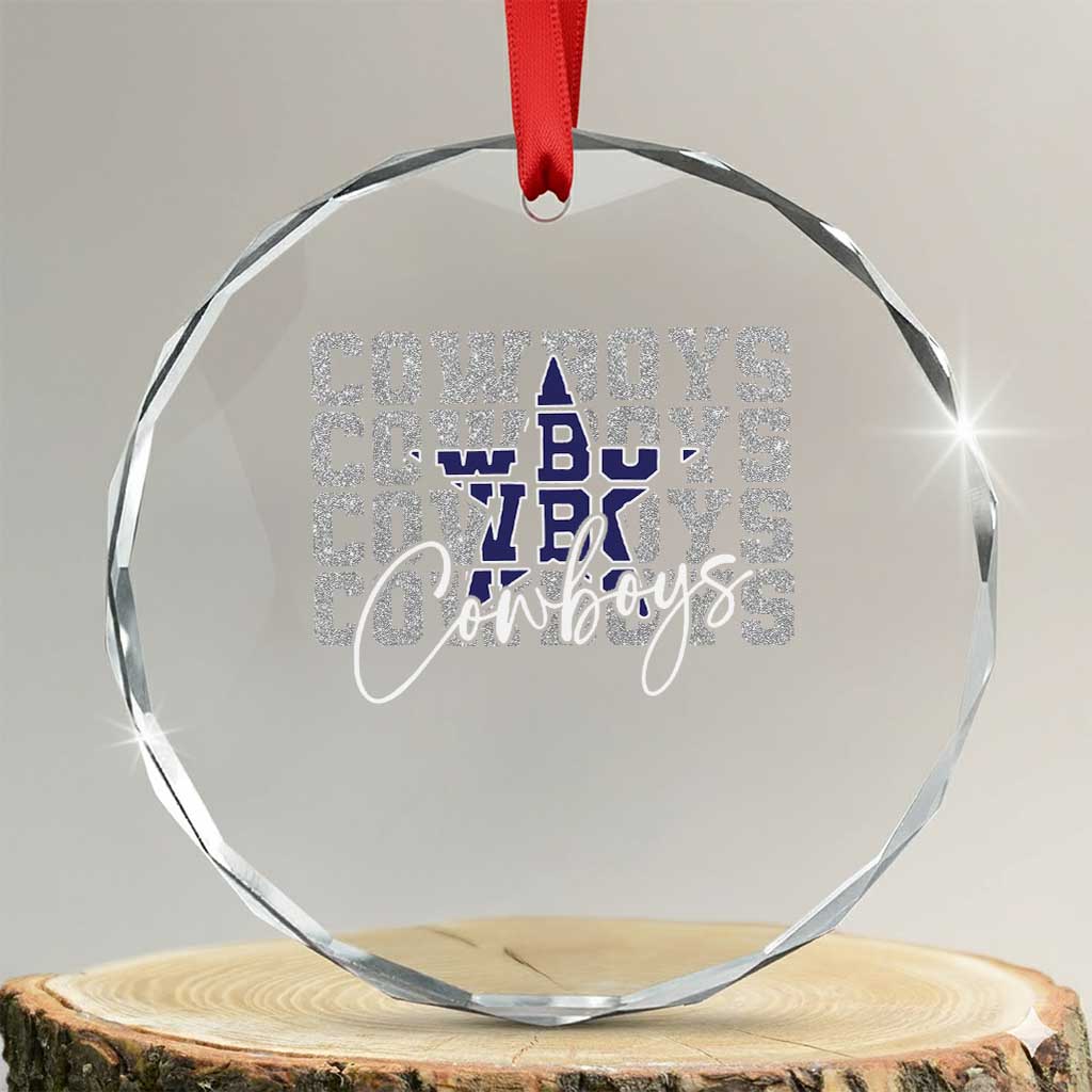 DFC Game Day Crystal Glass Ornament Blue Star Football Lover Faux Glitter TS11 Transparent Glass 3'' Circle Print Your Wear