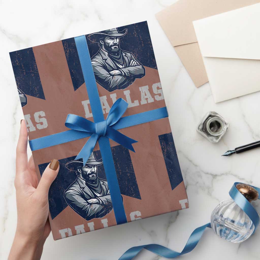 DFC Game Day Wrapping Paper Roll Blue Star Football Game Sport Lover TS11 Mocha Print Your Wear