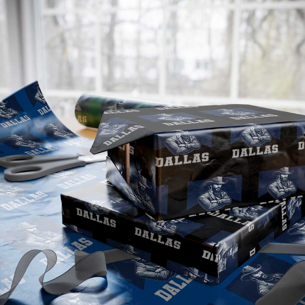 DFC Game Day Wrapping Paper Roll Blue Star Football Game Sport Lover TS11 Black Print Your Wear