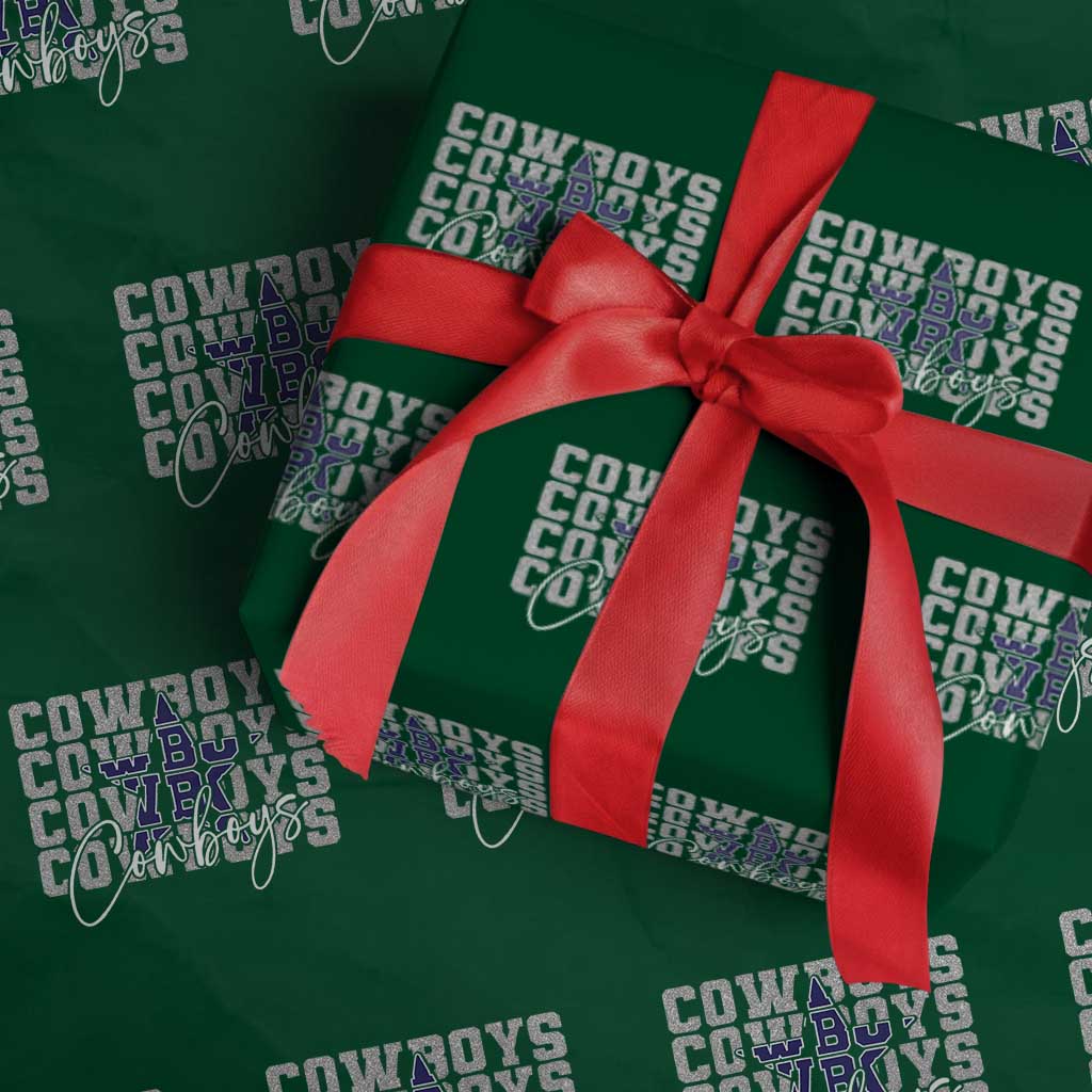 DFC Game Day Wrapping Paper Roll Blue Star Football Lover Faux Glitter TS11 Green Print Your Wear