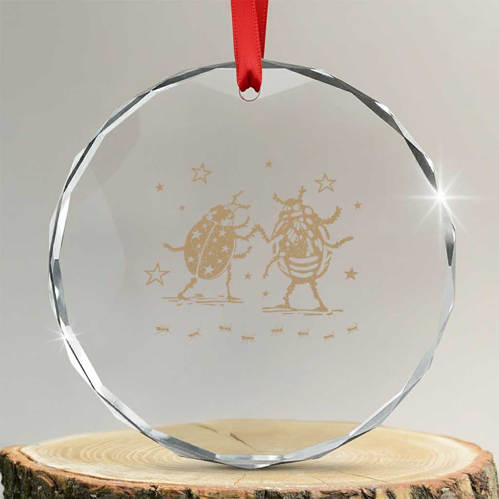 Dancing Lady Bugs Happy Little Insects Nature Lovers Crystal Glass Ornament TS10 Transparent Glass 3'' Circle Print Your Wear