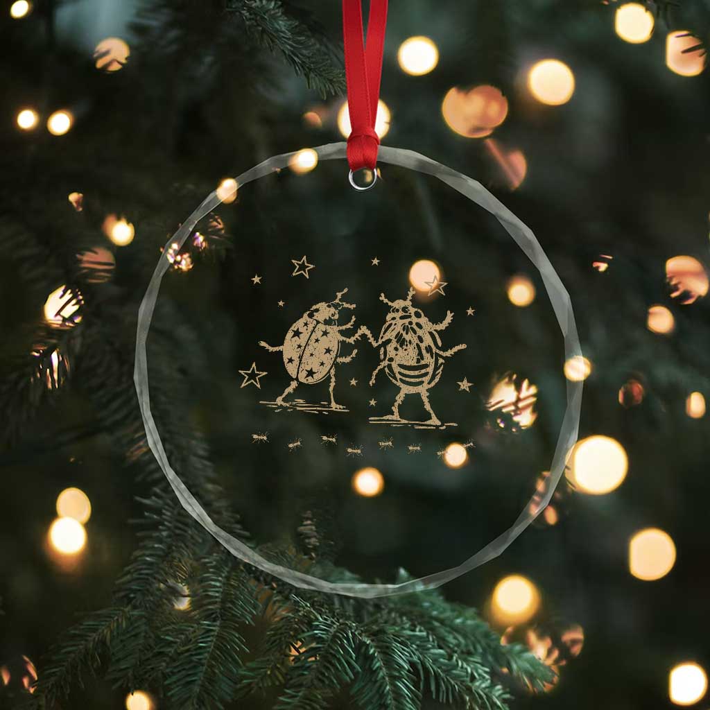 Dancing Lady Bugs Happy Little Insects Nature Lovers Crystal Glass Ornament