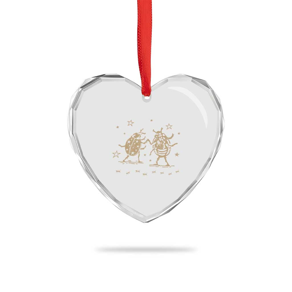 Dancing Lady Bugs Happy Little Insects Nature Lovers Heart Crystal Glass Ornament