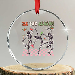 Dancing Skeleton Christmas Crystal Glass Ornament Tis The Season Retro Boujee Xmas Vibe TS02 Transparent Glass 3'' Circle Print Your Wear