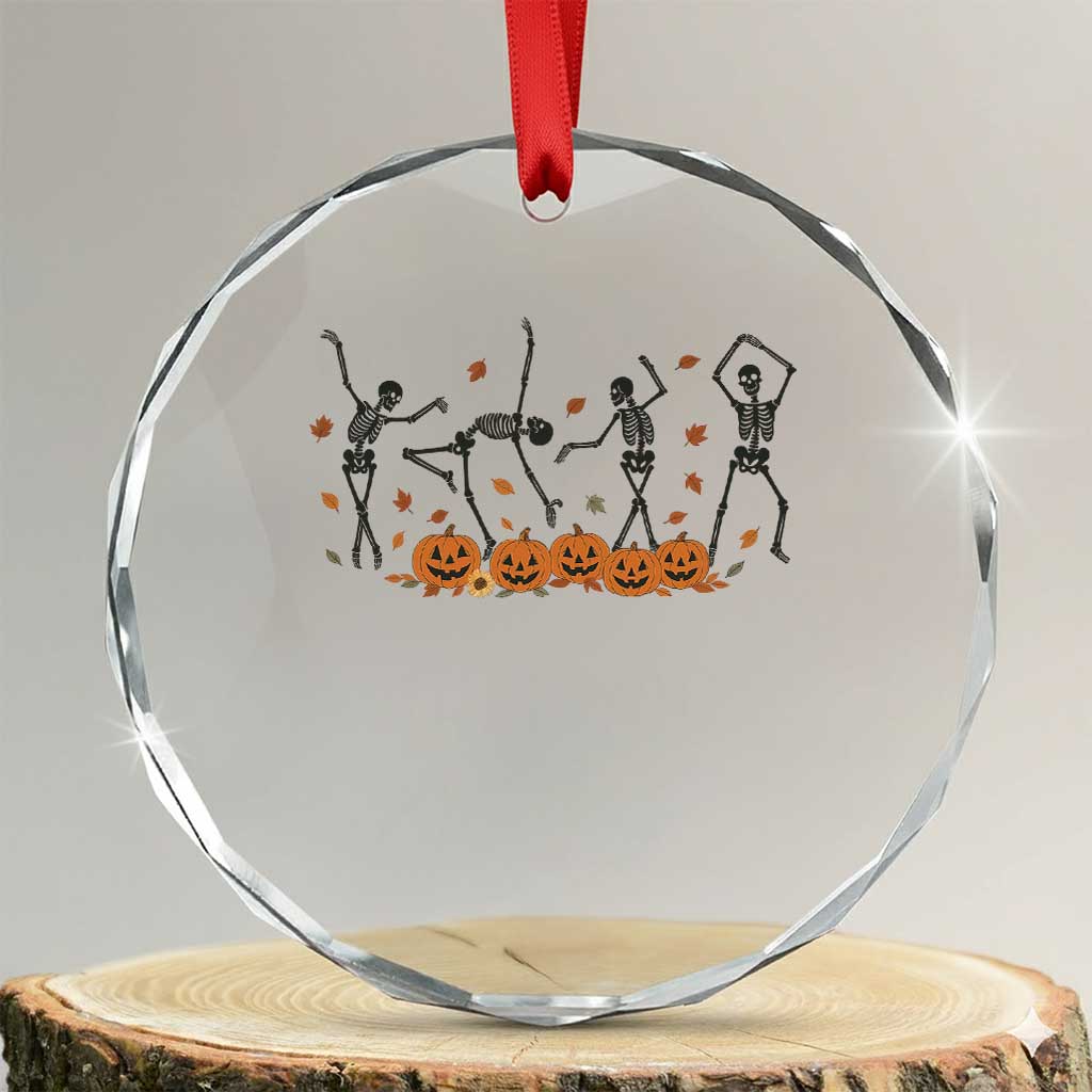 Dancing Skeleton Crystal Glass Ornament Retro Halloween Party Pumpkin Fall Season TS10 Transparent Glass 3'' Circle Print Your Wear