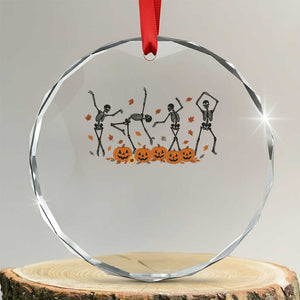 Dancing Skeleton Crystal Glass Ornament Retro Halloween Party Pumpkin Fall Season TS10 Transparent Glass 3'' Circle Print Your Wear