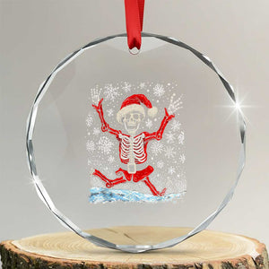 Dancing Skeleton Xmas Crystal Glass Ornament Snowy Xmas Night Santa TS02 Transparent Glass 3'' Circle Print Your Wear