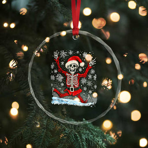 Dancing Skeleton Xmas Crystal Glass Ornament Snowy Xmas Night Santa TS02 Print Your Wear