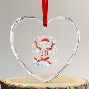 Dancing Skeleton Xmas Heart Crystal Glass Ornament Snowy Xmas Night Santa TS02 Transparent Glass 3'' Heart Print Your Wear