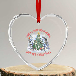 Dancing Skeleton Xmas Heart Crystal Glass Ornament When You're Dead Inside But It's Christmas TS02 Transparent Glass 3'' Heart Print Your Wear