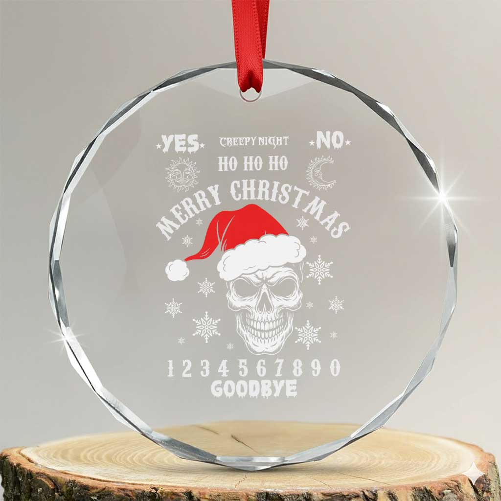Dark Christmas Spirit Board Crystal Glass Ornament Creepy Merry Xmas Skull and Ouija Horror Holiday TS02 Transparent Glass 3'' Circle Print Your Wear