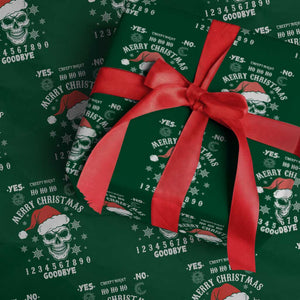 Dark Christmas Spirit Board Wrapping Paper Roll Creepy Merry Xmas Skull and Ouija Horror Holiday TS02 Green Print Your Wear