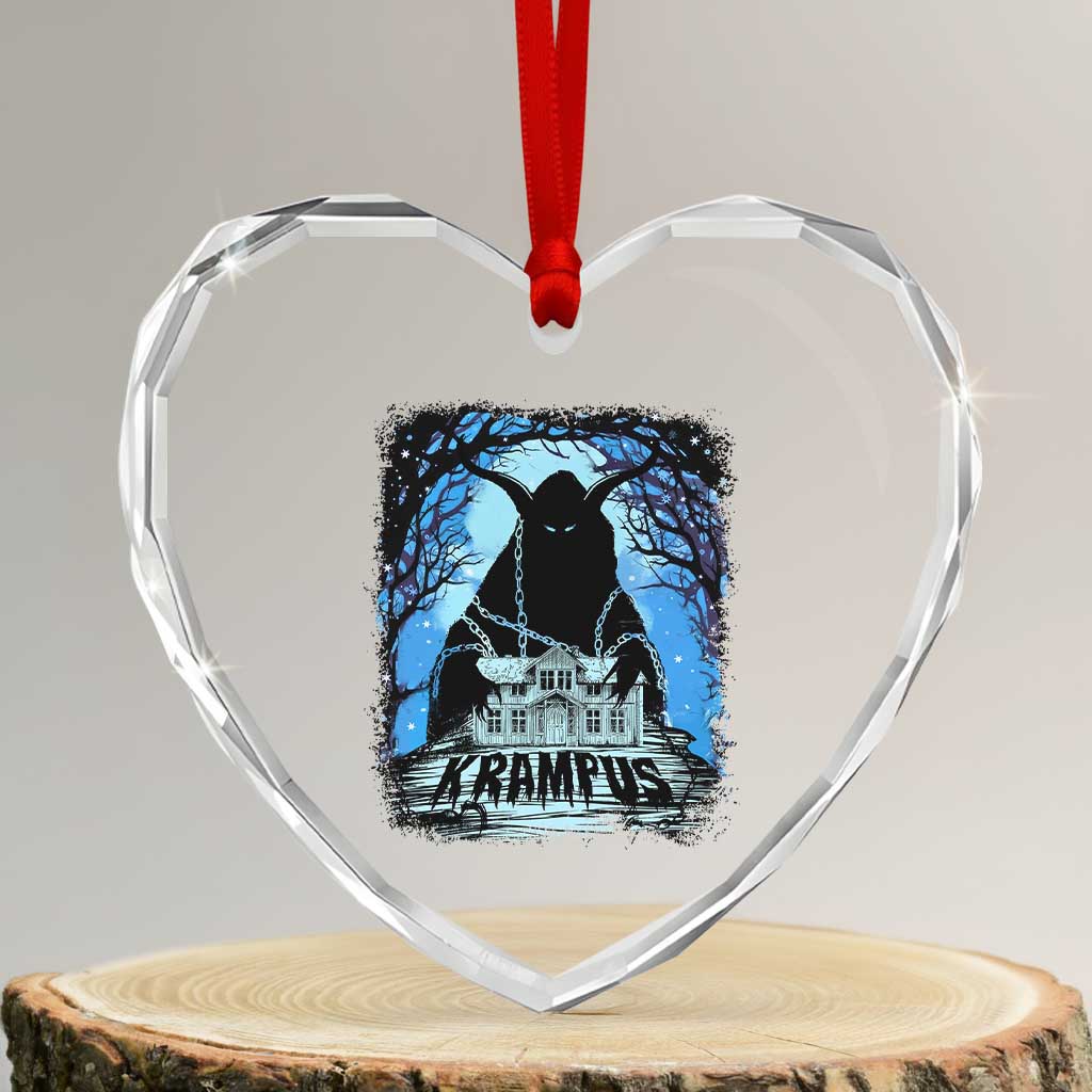 Dark Gothic Christmas Krampus Heart Crystal Glass Ornament TS09 Transparent Glass 3'' Heart Print Your Wear