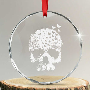 Dark Gothic Graphic Skull Floral Butterfly Crystal Glass Ornament TS12 Transparent Glass 3'' Circle Print Your Wear