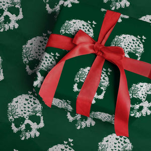 Dark Gothic Graphic Skull Floral Butterfly Wrapping Paper Roll TS12 Green Print Your Wear