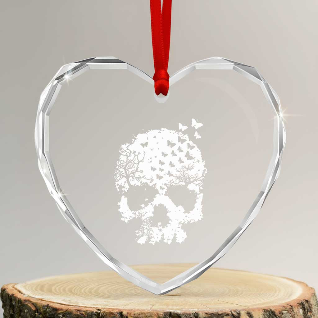 Dark Gothic Graphic Skull Floral Butterfly Heart Crystal Glass Ornament TS12 Transparent Glass 3'' Heart Print Your Wear