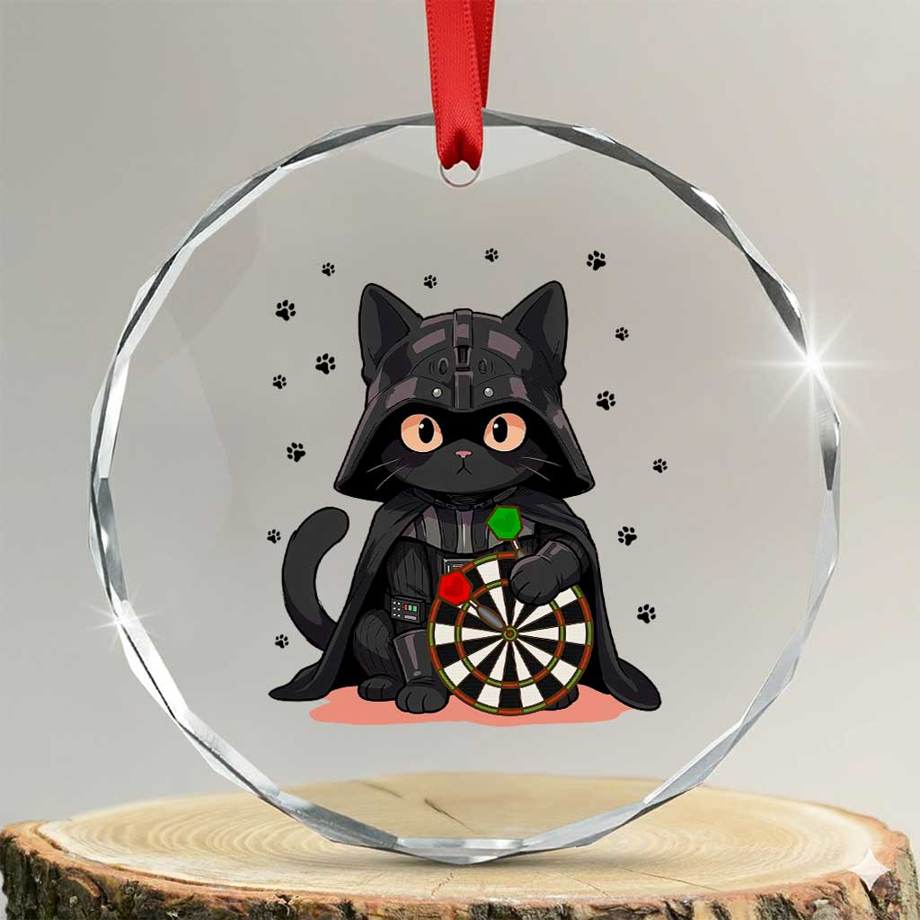 Dark Lord Cat Dartist Gift Crystal Glass Ornament Funny Sci Fi Dart Thrower Gift TS12 Transparent Glass 3'' Circle Print Your Wear
