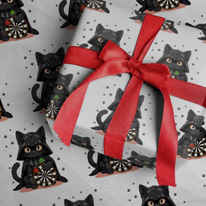 Dark Lord Cat Dartist Gift Wrapping Paper Roll Funny Sci Fi Dart Thrower Gift TS12 White Print Your Wear