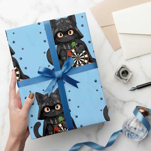 Dark Lord Cat Dartist Gift Wrapping Paper Roll Funny Sci Fi Dart Thrower Gift TS12 Light Blue Print Your Wear