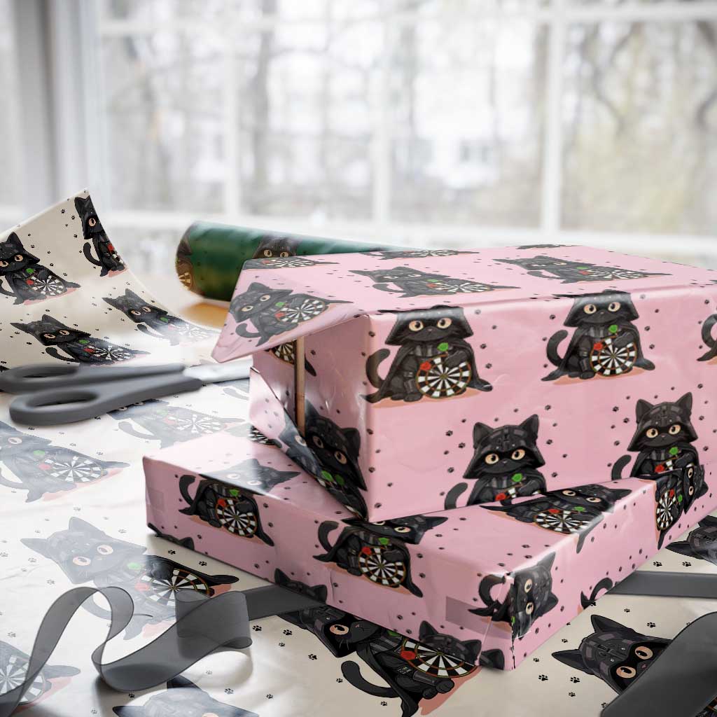 Dark Lord Cat Dartist Gift Wrapping Paper Roll Funny Sci Fi Dart Thrower Gift TS12 Light Pink Print Your Wear