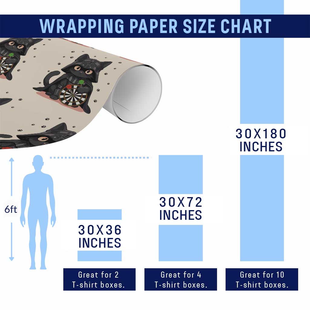 Dark Lord Cat Dartist Gift Wrapping Paper Roll Funny Sci Fi Dart Thrower Gift TS12 Print Your Wear