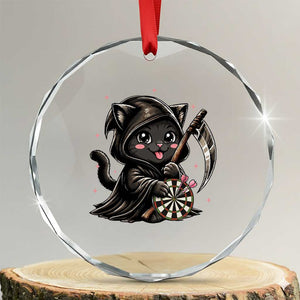 Dark Reaper Cat Throwing Darts Crystal Glass Ornament Funny Pub Game Gift TS12 Transparent Glass 3'' Circle Print Your Wear
