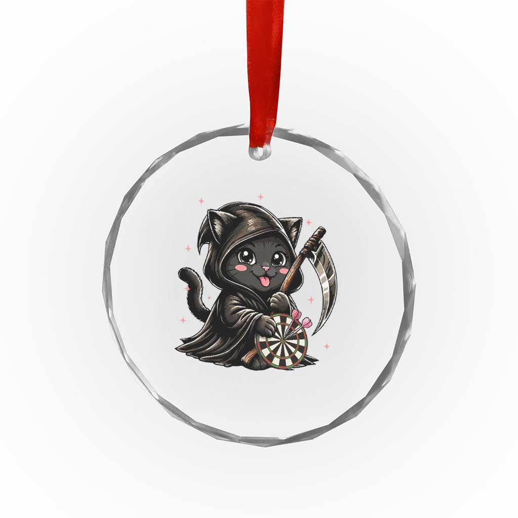 Dark Reaper Cat Throwing Darts Crystal Glass Ornament Funny Pub Game Gift - Print Your Wear