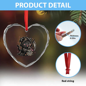 Dark Reaper Cat Throwing Darts Heart Crystal Glass Ornament Funny Pub Game Gift TS12 Print Your Wear