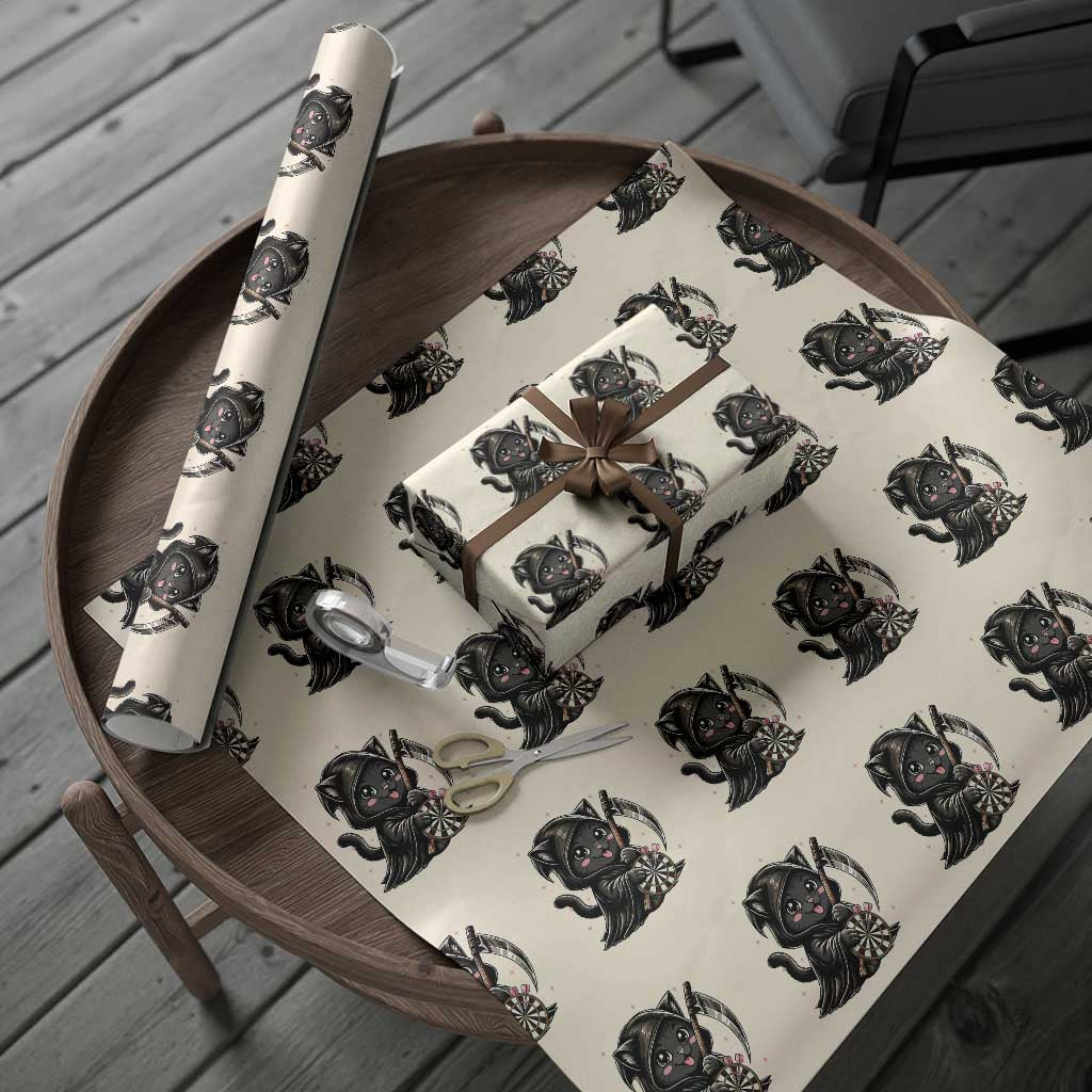Dark Reaper Cat Throwing Darts Wrapping Paper Roll Funny Pub Game Gift TS12 Beige Print Your Wear