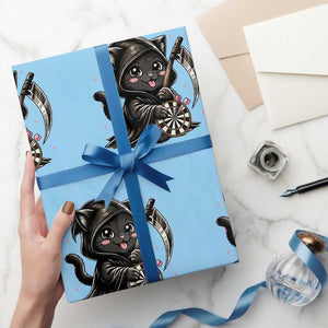Dark Reaper Cat Throwing Darts Wrapping Paper Roll Funny Pub Game Gift TS12 Light Blue Print Your Wear