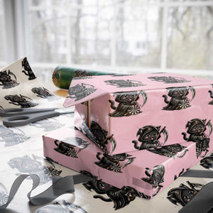 Dark Reaper Cat Throwing Darts Wrapping Paper Roll Funny Pub Game Gift - Print Your Wear
