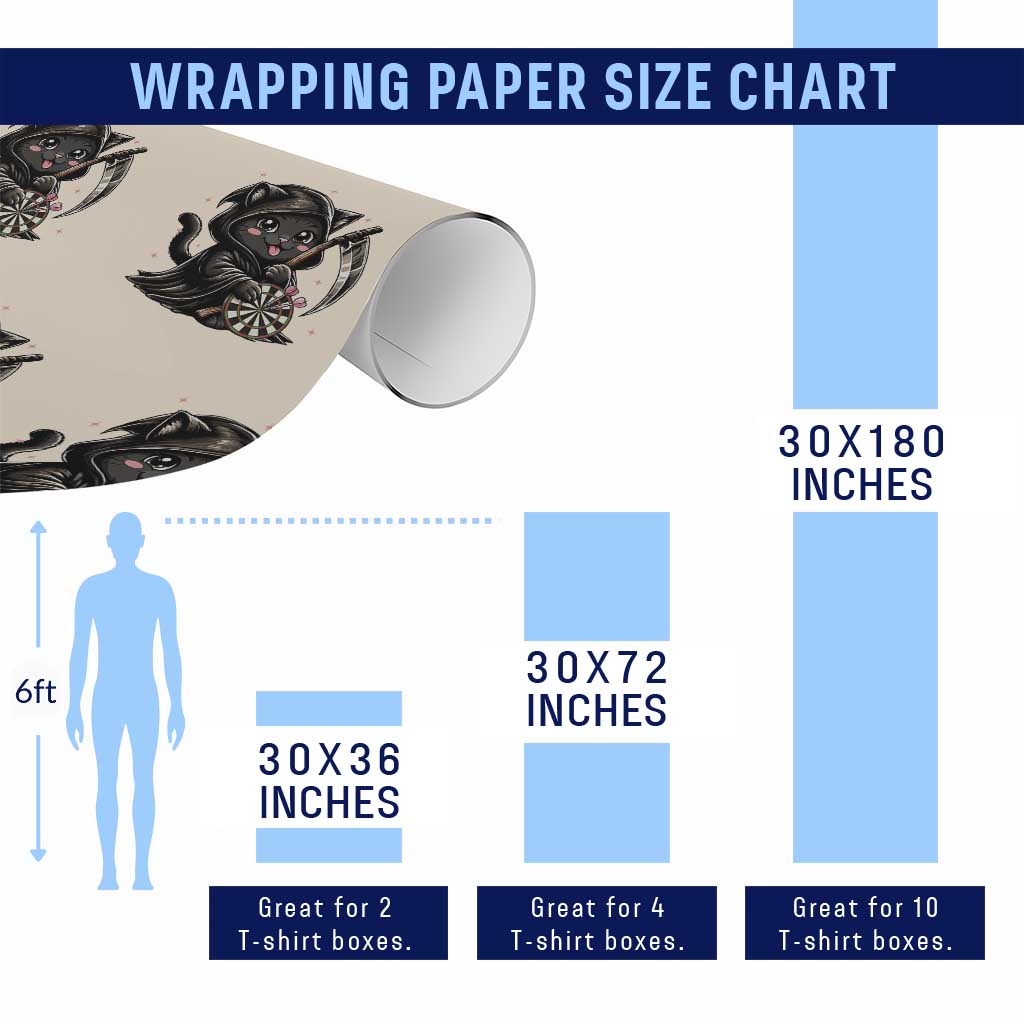 Dark Reaper Cat Throwing Darts Wrapping Paper Roll Funny Pub Game Gift - Print Your Wear