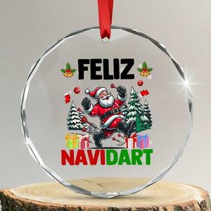Dartist Feliz Navidart Crystal Glass Ornament Funny Santa Running From Darts Christmas Gift TS12 Transparent Glass 3'' Circle Print Your Wear