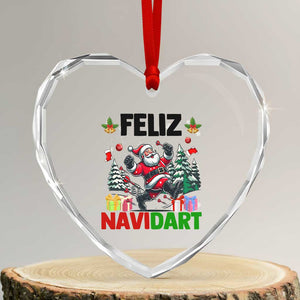 Dartist Feliz Navidart Heart Crystal Glass Ornament Funny Santa Running From Darts Christmas Gift TS12 Transparent Glass 3'' Heart Print Your Wear